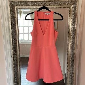 Elizabeth and James Coral Pink Deep V Skater Dress - size 4